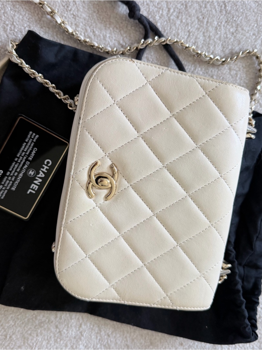 CHANEL Cream Quilted Top Handle Crossbody Bag with Gold Hardware - Picture 4 of 6